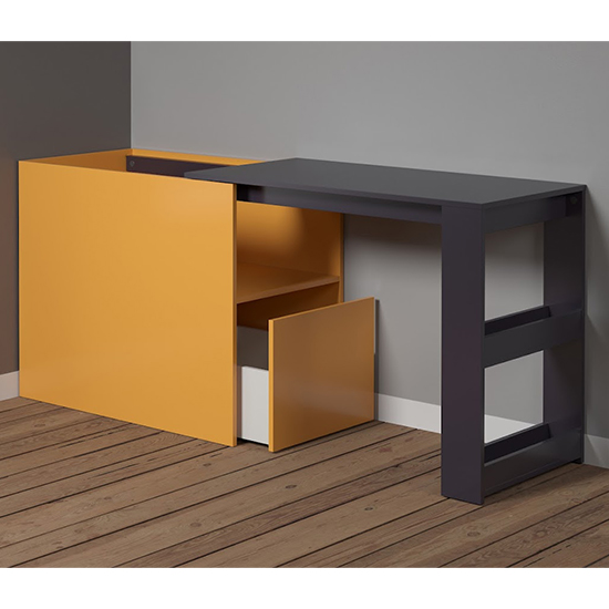 Sanna Wooden Desk Container In Yellow And Navy Blue_3