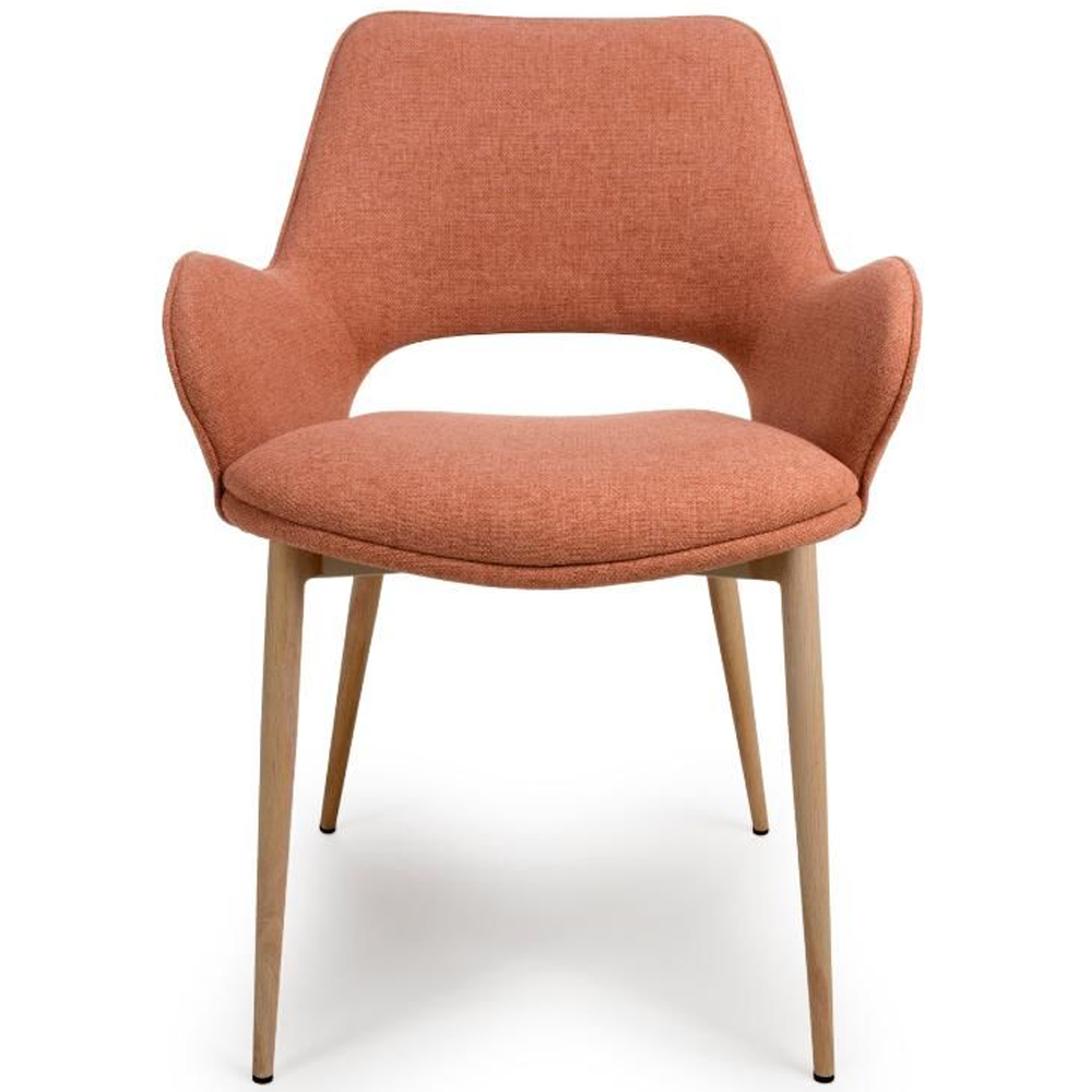 Sanremo Brick Fabric Dining Chairs With Oak Legs In Pair