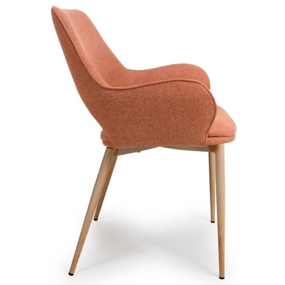 Sanremo Brick Fabric Dining Chairs With Oak Legs In Pair