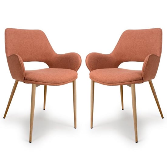 Sanremo Brick Fabric Dining Chairs In Pair