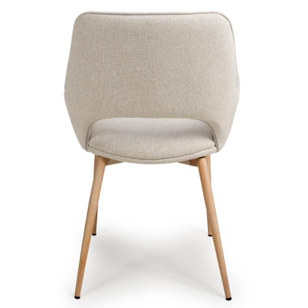 Sanremo Natural Fabric Dining Chairs With Oak Legs In Pair