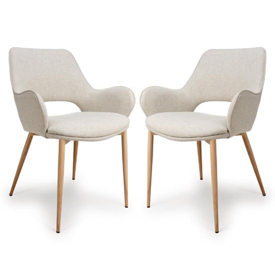 Read more about Sanremo natural fabric dining chairs in pair