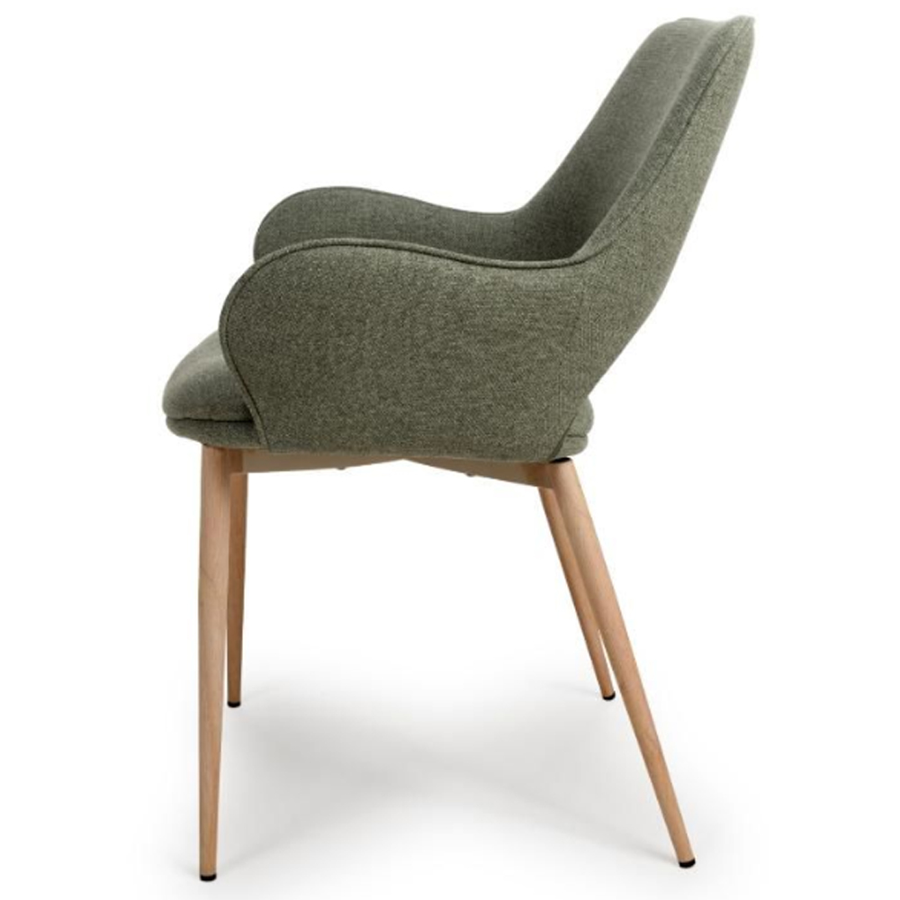 Sanremo Sage Fabric Dining Chairs With Oak Legs In Pair