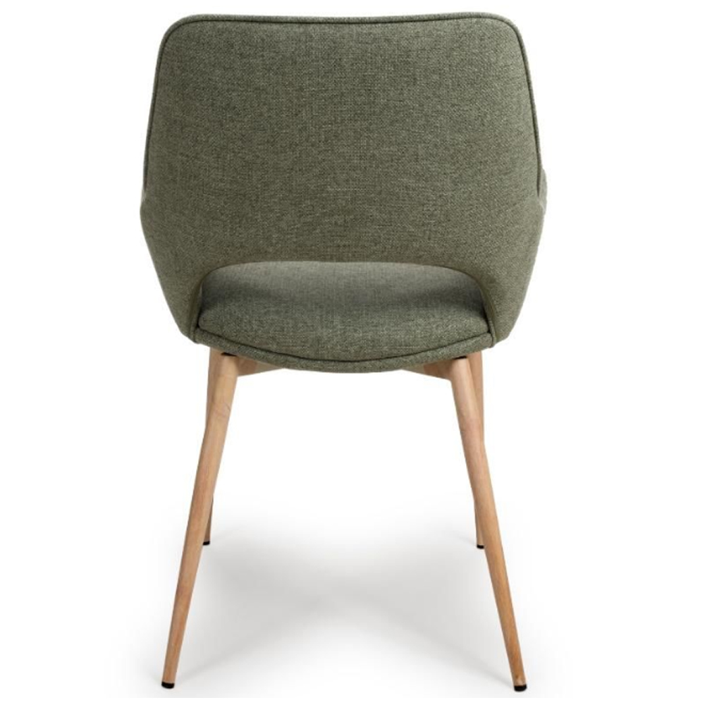 Sanremo Sage Fabric Dining Chairs With Oak Legs In Pair