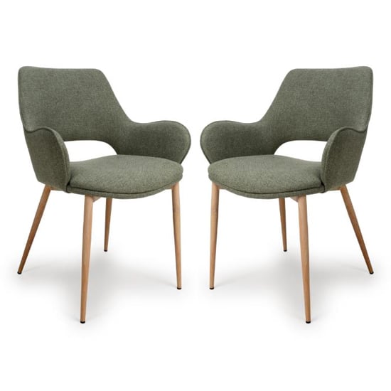 Read more about Sanremo sage fabric dining chairs in pair