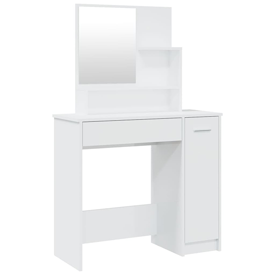 Sansa High Gloss Dressing Table With Mirror In White