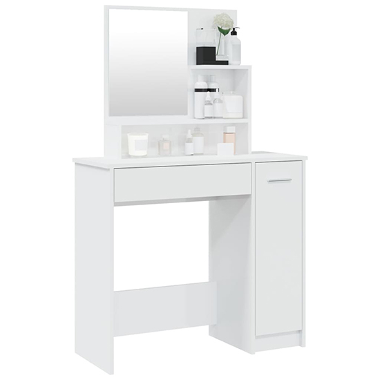 Sansa High Gloss Dressing Table With Mirror In White Furniture in Fashion