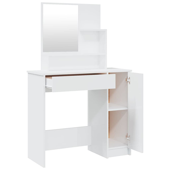 Sansa High Gloss Dressing Table With Mirror In White Furniture in Fashion