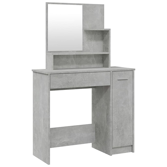 Sansa Wooden Dressing Table With Mirror In Concrete Effect