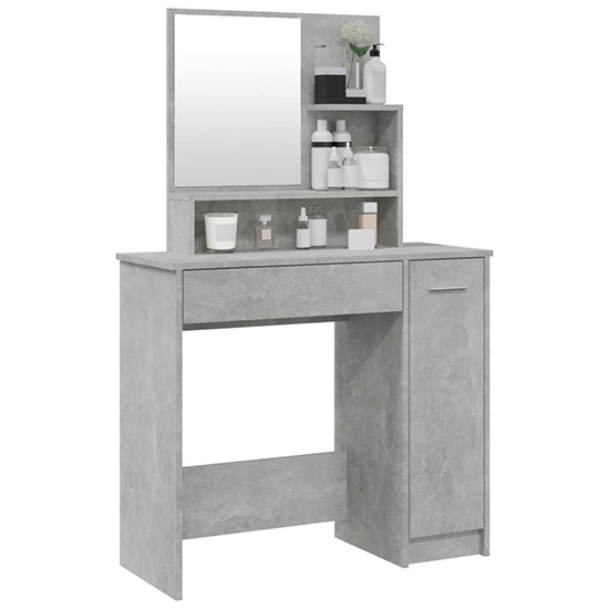 Sansa Wooden Dressing Table With Mirror In Concrete Effect