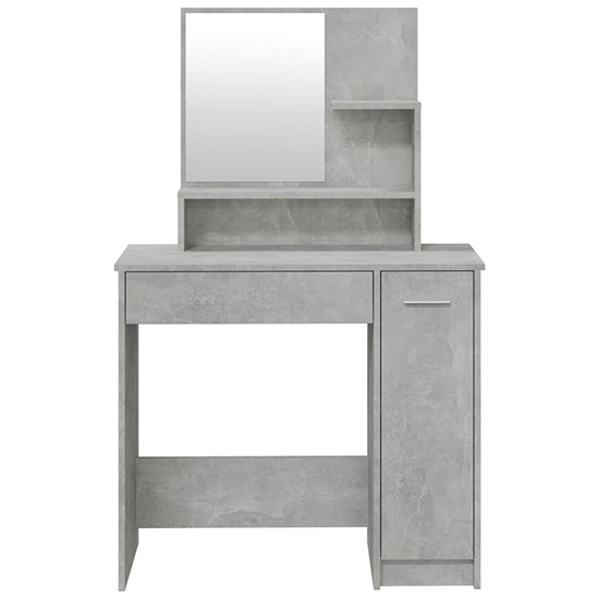 Sansa Wooden Dressing Table With Mirror In Concrete Effect