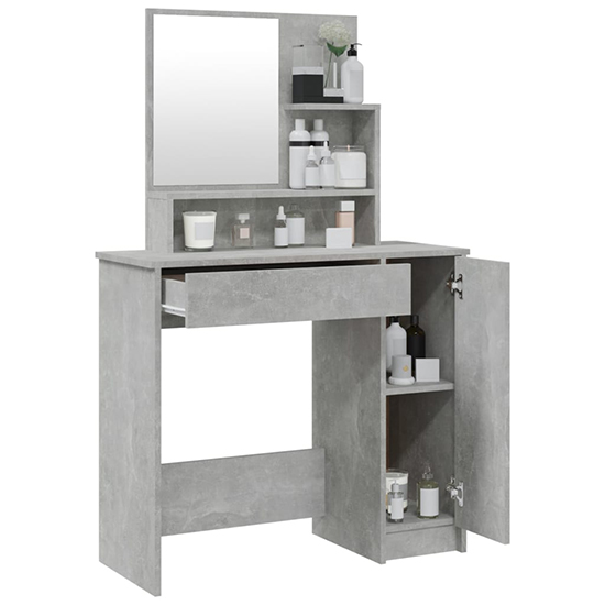 Sansa Wooden Dressing Table With Mirror In Concrete Effect