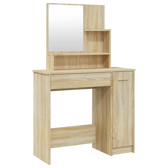 Sansa Wooden Dressing Table With Mirror In Sonoma Oak