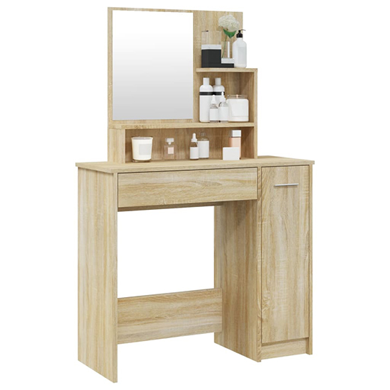 Sansa Wooden Dressing Table With Mirror In Sonoma Oak
