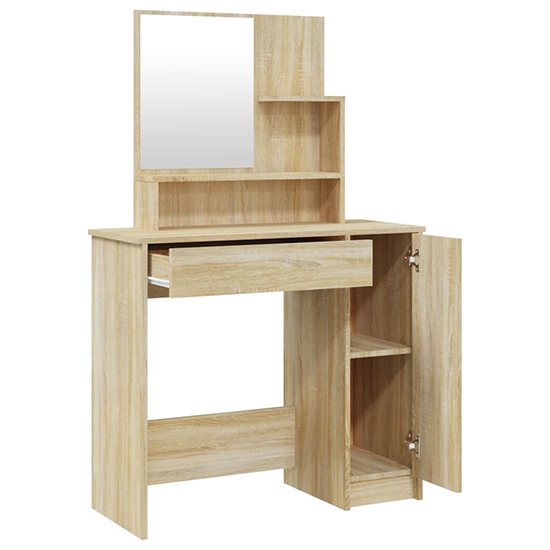 Sansa Wooden Dressing Table With Mirror In Sonoma Oak