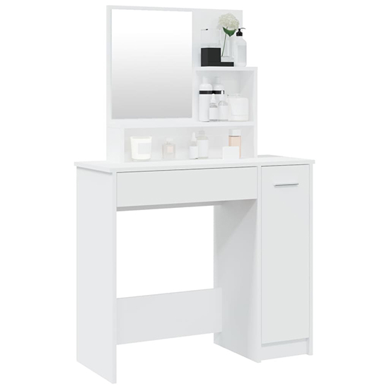 Sansa Wooden Dressing Table With Mirror In White