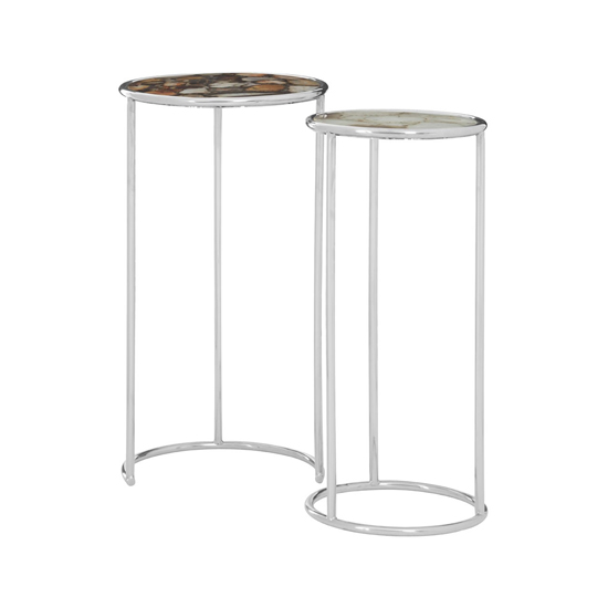 Sansuna Agate Stone Top Nesting Of 2 Tables With Silver Frame_2