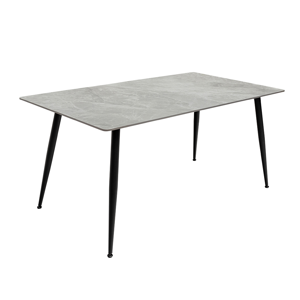 Santana Large Italy Grey Sintered Stone Top Dining Table with Black legs