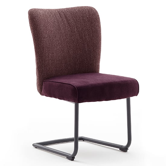 Santiago Cantilever Fabric Dining Chair In Merlot