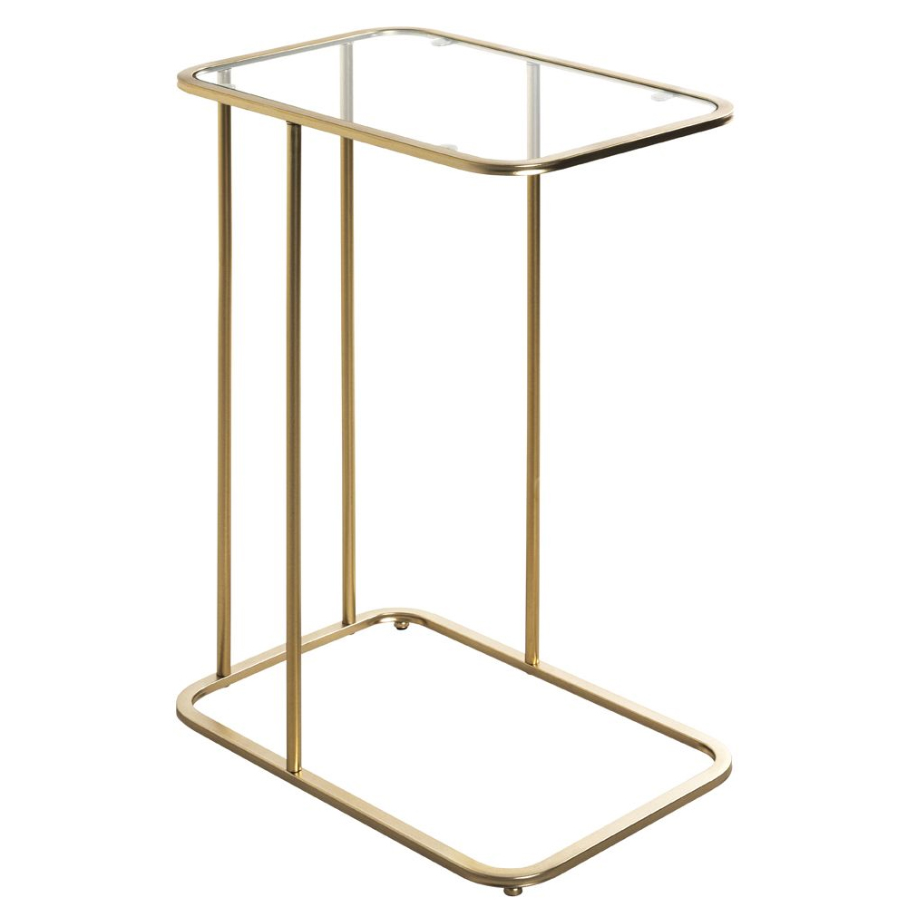Santiago Clear Glass End Table With Gold Steel Frame