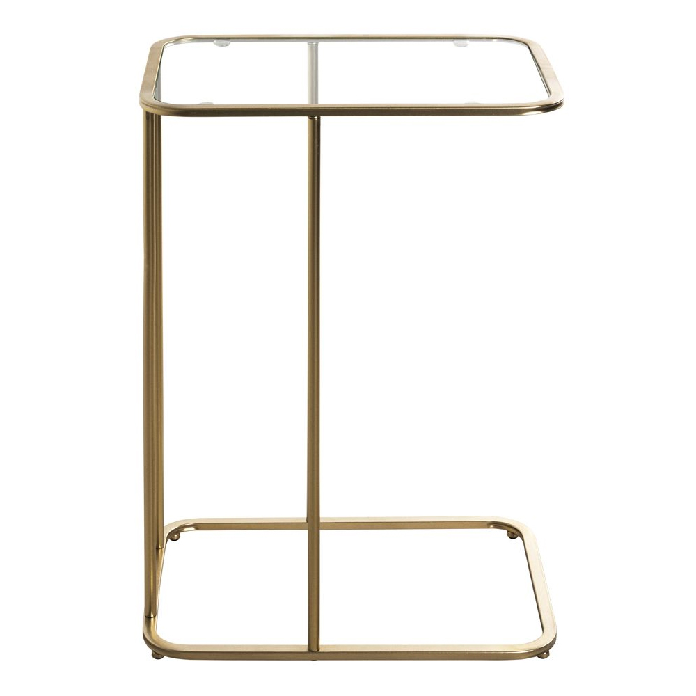 Santiago Clear Glass End Table With Gold Steel Frame
