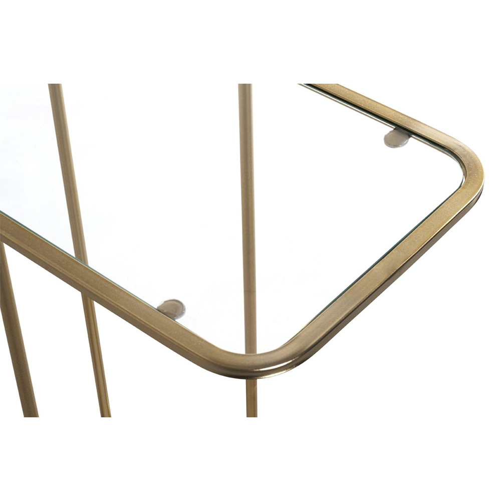 Santiago Clear Glass End Table With Gold Steel Frame