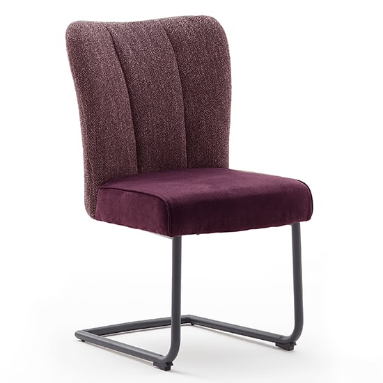 Santiago Fabric Cantilever Dining Chair In Merlot