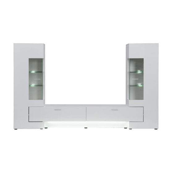Santiago Entertainment Unit In White High Gloss With LED Lights