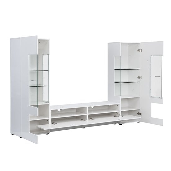 Santiago Entertainment Unit In White High Gloss With LED Lights