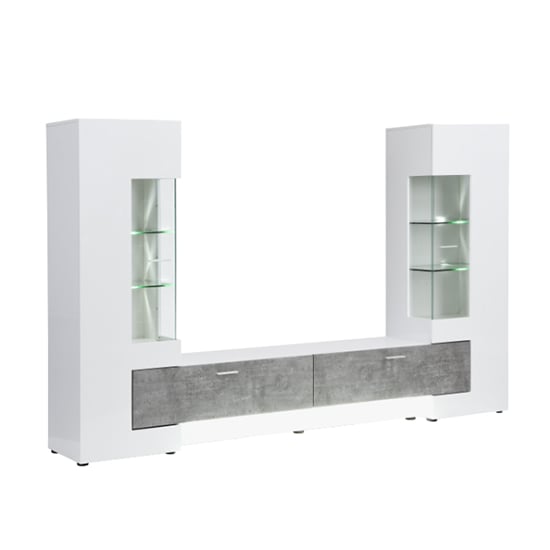 Santiago Entertainment Unit In White Gloss And Concrete Effect_5