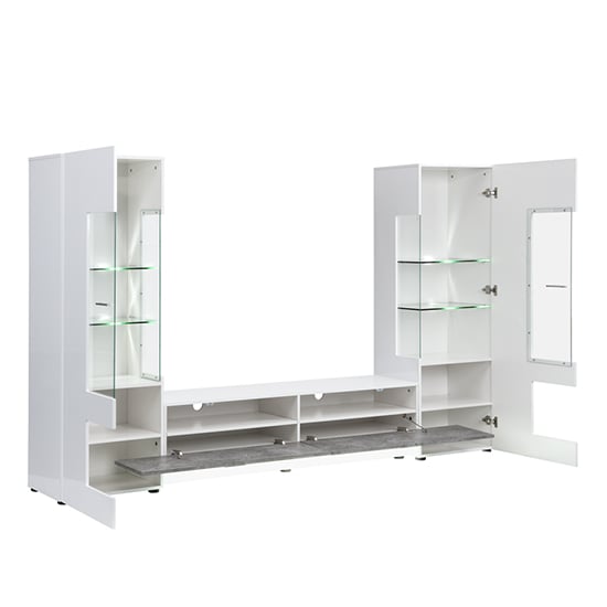 Santiago Entertainment Unit In White Gloss And Concrete Effect_6