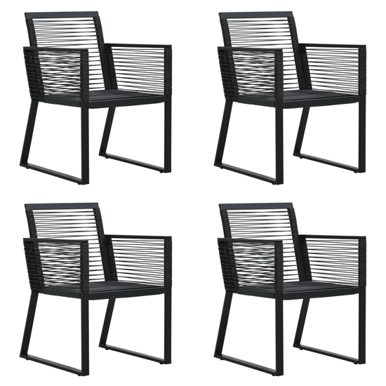 Santiago Medium PVC Rattan 5 Piece Outdoor Dining Set In Black