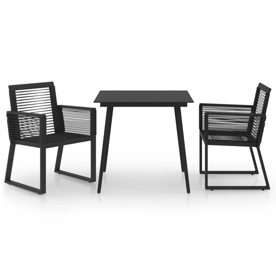 Santiago Small PVC Rattan 3 Piece Outdoor Dining Set In Black