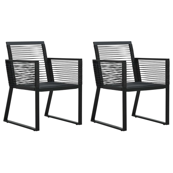 Santiago Small PVC Rattan 3 Piece Outdoor Dining Set In Black