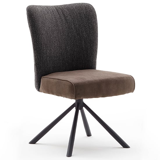 Santiago Swivel Fabric Upholstered Dining Chair In Anthracite