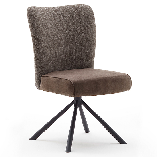 Product photograph of Santiago Swivel Fabric Upholstered Dining Chair In Cappuccino from Furniture in Fashion
