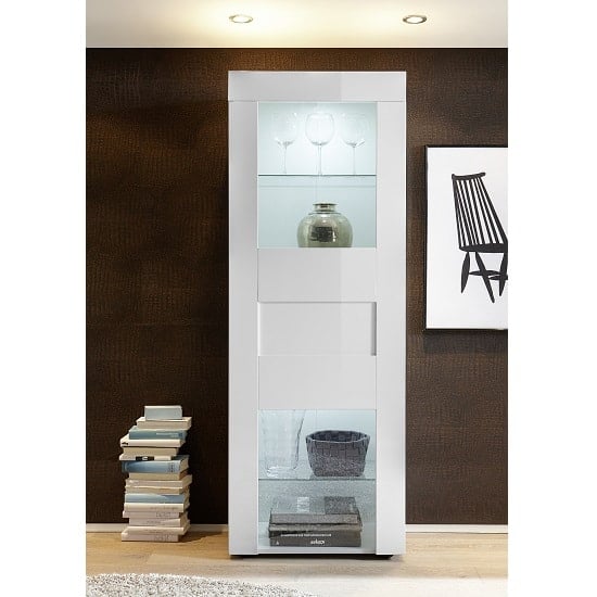 Photo of Santino display cabinet in white high gloss with led