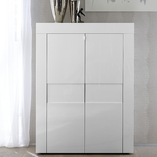 Read more about Santino modern highboard in white high gloss with 2 doors