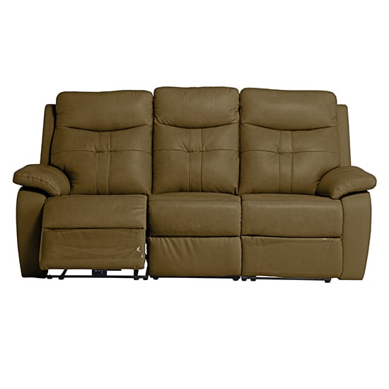 Product photograph of Santino Leather Electric Recliner 3 Seater Sofa In Brown from Furniture in Fashion