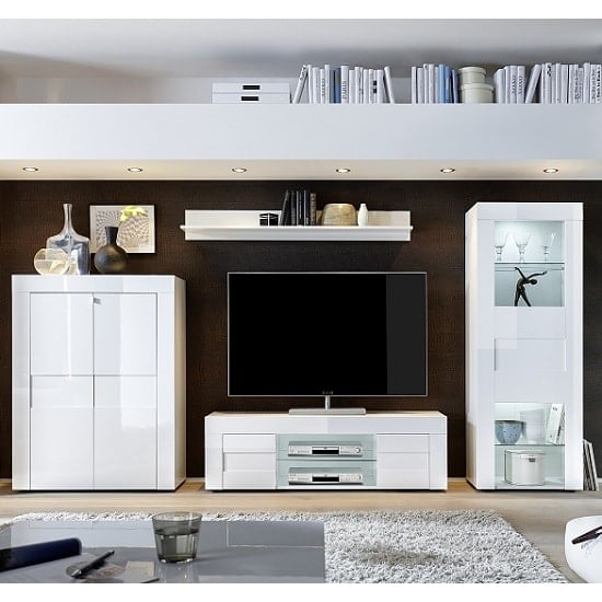 Santino Wall Mounted Display Shelf In White High Gloss_2