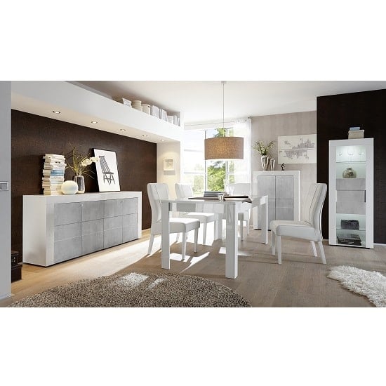 Santino Sideboard In White High Gloss And Grey With 4 Doors_2