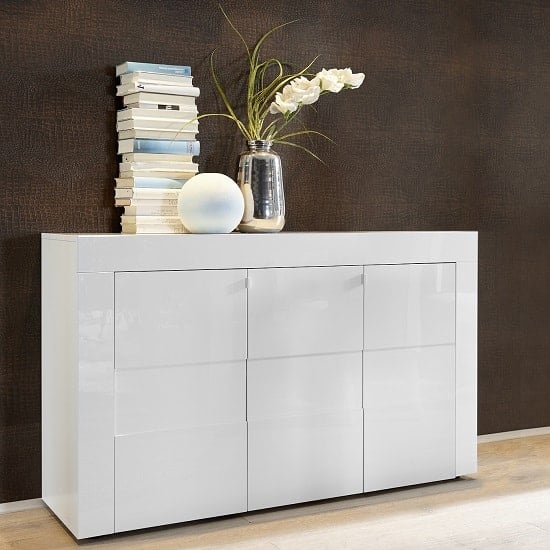 Photo of Santino sideboard in white high gloss with 3 doors