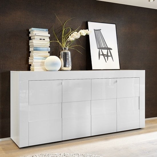 Photo of Santino sideboard in white high gloss with 4 doors