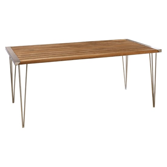 Photo of Santorini rectangular teak wooden dining table in natural