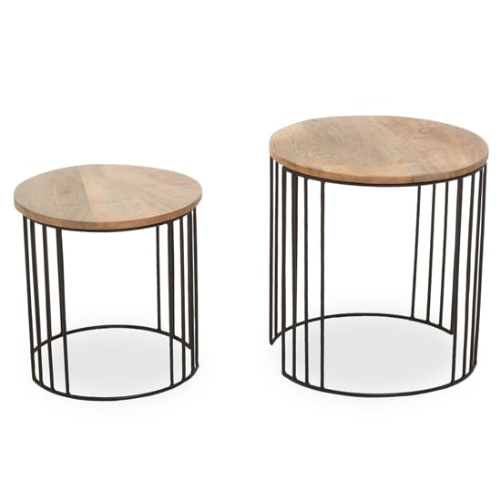 Santorini Round Wooden Set Of 2 Side Tables In Natural_1