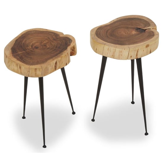 Santorini Wooden Set Of 2 Side Tables In Natural