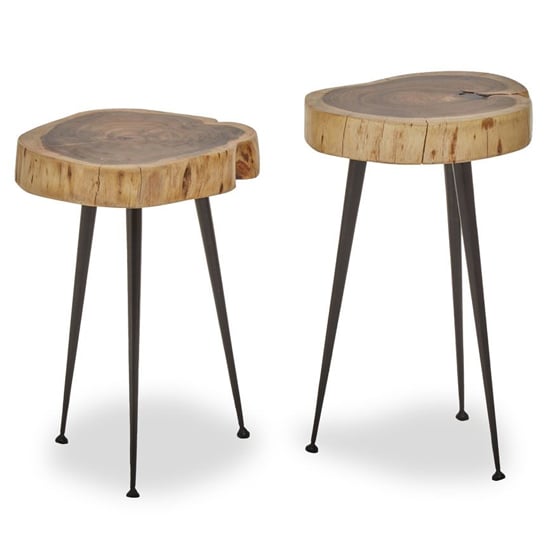 Product photograph of Santorini Wooden Set Of 2 Side Tables In Natural from Furniture in Fashion