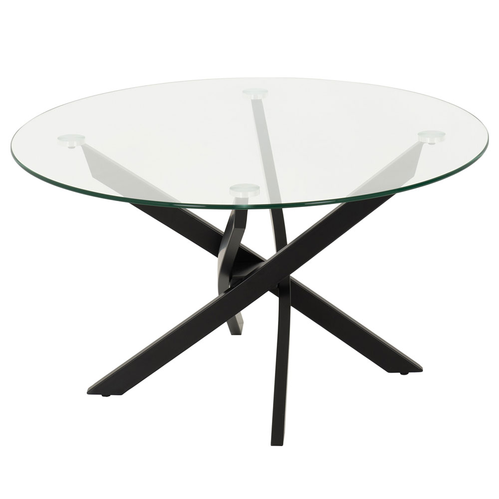 Sanur Clear Glass Top Coffee Table with Black Metal Base