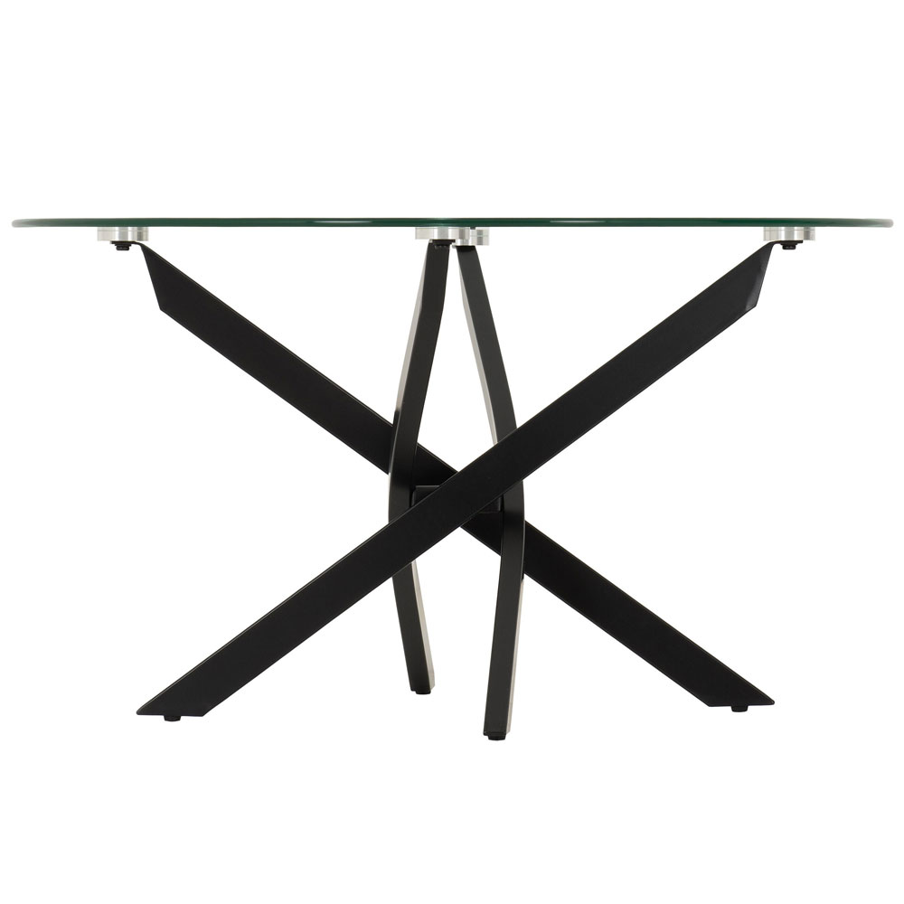 Sanur Clear Glass Top Coffee Table with Black Metal Base