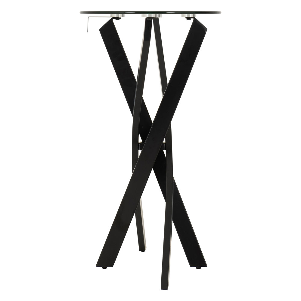 Sanur Clear Glass Top Console Table with Black Metal Base